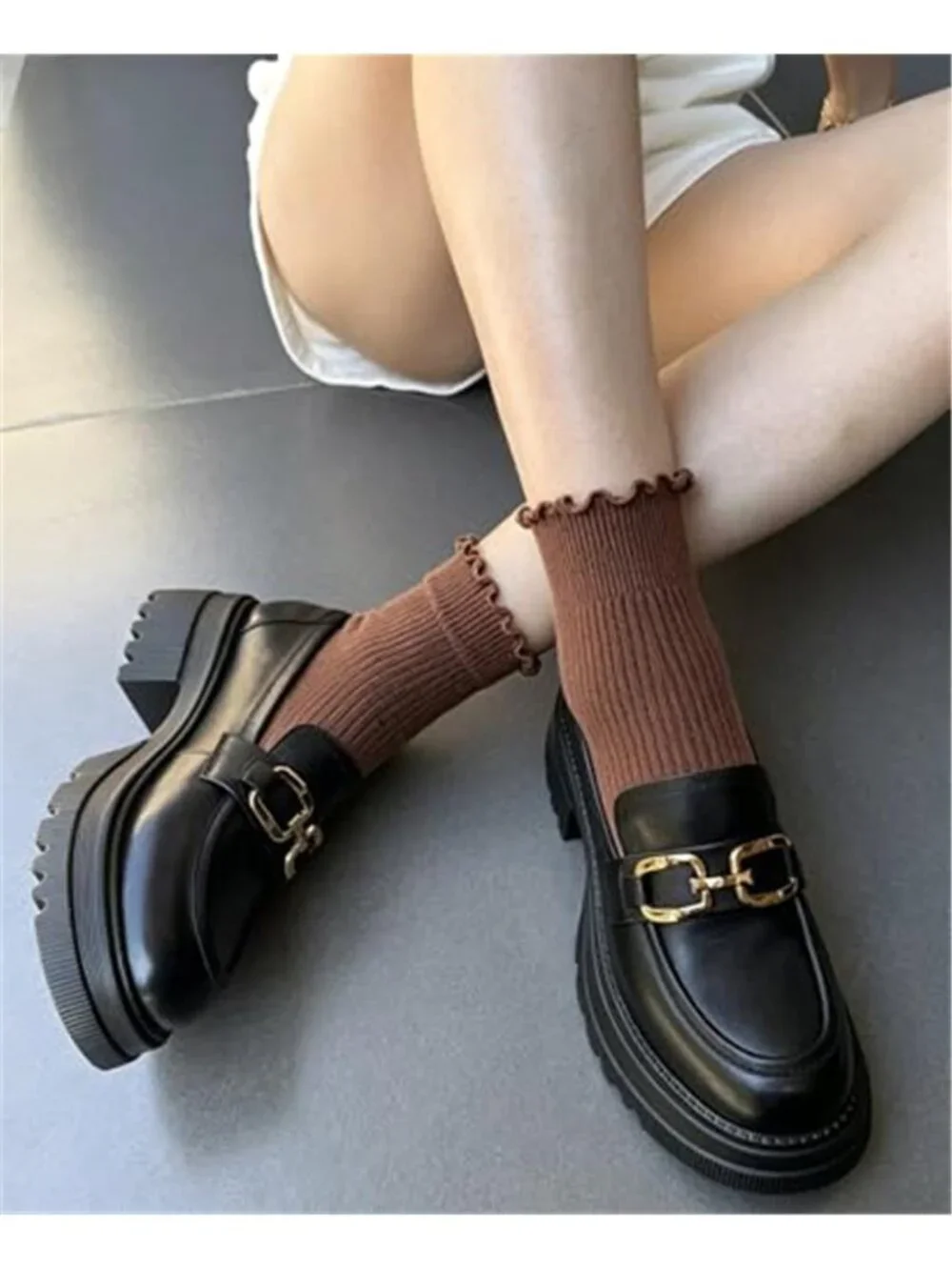 Womens Ruffle Socks, Cute Ankle Lettuce Edge Frilly Crew Casual Cotton